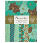 Handmade Indian Cotton Paper Pack - SCREENPRINTED - COCOA AND TEAL