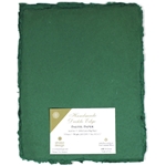 Handmade Deckle Edge Indian Cotton Paper Pack - GREEN