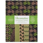 Handmade Indian Cotton Paper Pack - SCREENPRINTED - MOSS GREEN AND BLACK