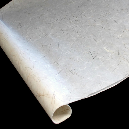 Thai Metallic Thread Unryu/Mulberry Paper - WHITE w/ Gold Thread