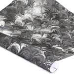 Hand Marbled Paper - GRAYSCALE PEACOCK