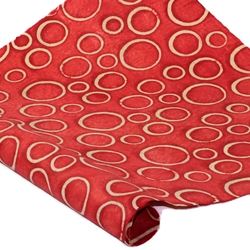 Nepalese Batik Lokta Paper - Circles - RED