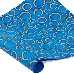 Nepalese Batik Lokta Paper - Circles - BLUE