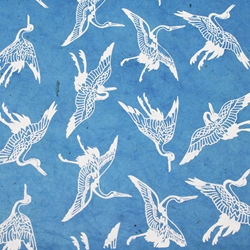 Lokta Paper Origami Pack - CRANES - White on Blue