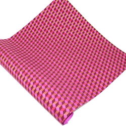 Screenprinted Indian Cotton Paper - PINK SQUARE ILLUSION