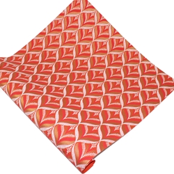 Screenprinted Indian Cotton Paper -ORANGE RED WHITE AND GOLD HARLEQUIN