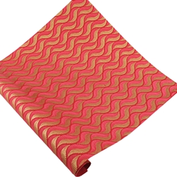 Screenprinted Indian Cotton Paper - PINK RED GOLD WAVES