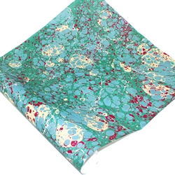 Hand Marbled Paper - STONE - Green Blue Burgundy