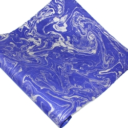 Marbled Lokta Paper - SILVER ON ROYAL BLUE